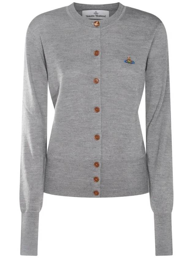 Bea Logo Wool Cardigan Grey - VIVIENNE WESTWOOD - BALAAN 3