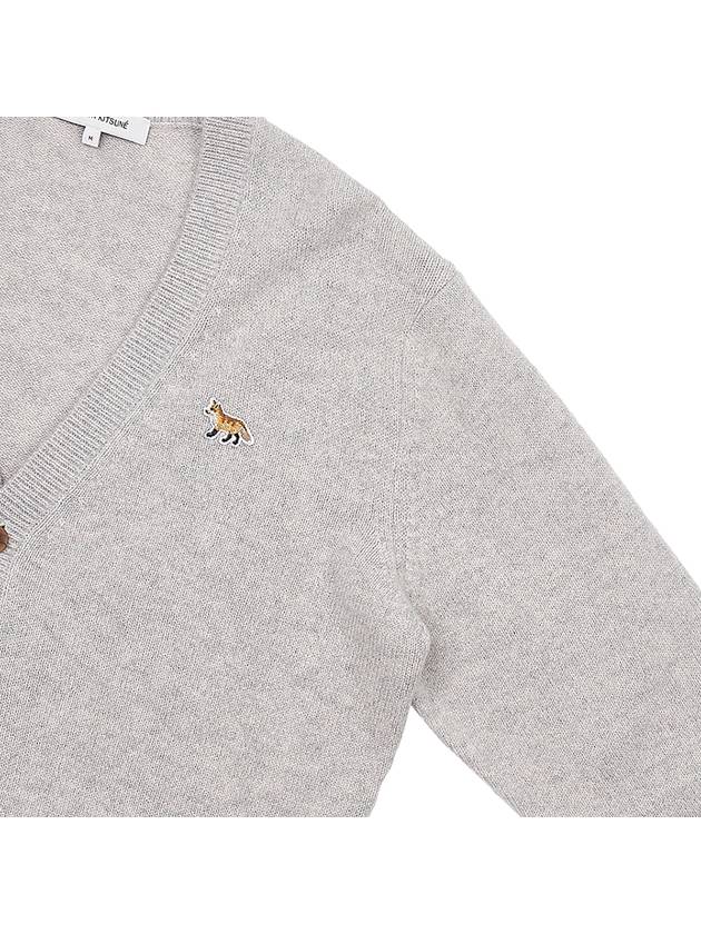 Baby Fox Patch V-neck Cardigan Light Grey - MAISON KITSUNE - BALAAN 4