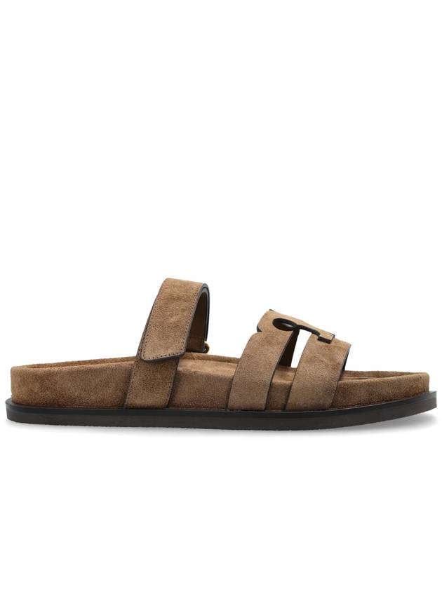 Tory Burch Leather Slides Ines, Women's, Brown - TORY BURCH - BALAAN 1