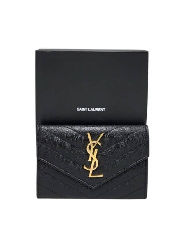 414404 Envelope gold monogram card and business holder - SAINT LAURENT - BALAAN 9