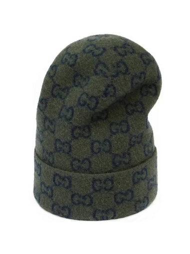 GG Logo Pattern Knit Wool Beanie - GUCCI - BALAAN 1