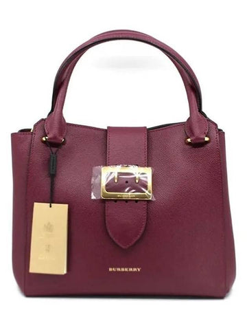 Grainy Leather Buckle Medium Tote Bag Purple - BURBERRY - BALAAN 1