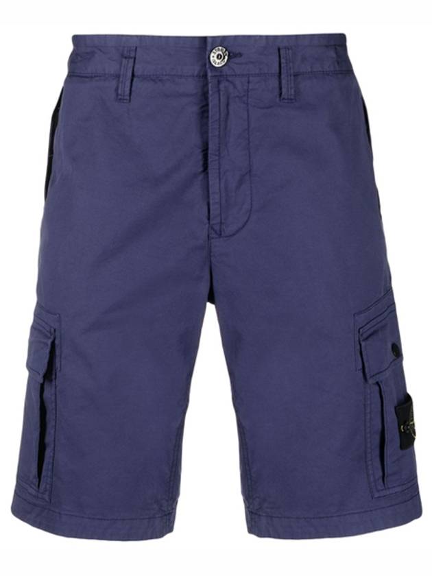 Men's Waffen Patch Bermuda Shorts Blue - STONE ISLAND - BALAAN.