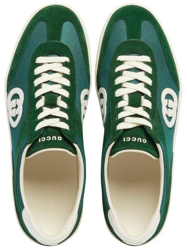 Interlocking G Suede Low-Top Sneakers Green - GUCCI - BALAAN 3