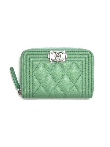 Boy Zip Around Leather Card Wallet Mint - CHANEL - BALAAN 1