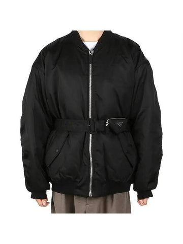 Re-Nylon Bomber Jacket Black - PRADA - BALAAN 1