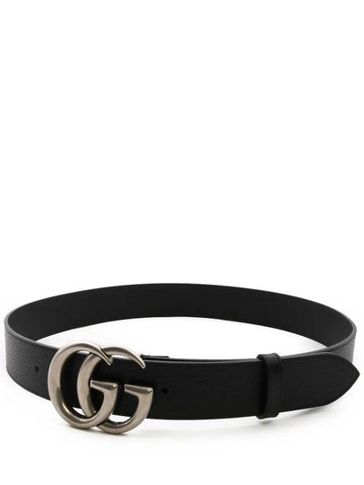 GG Marmont Double Buckle Belt Black Silver - GUCCI - BALAAN 2