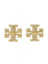 Crystal Logo Stud Earrings Gold - TORY BURCH - BALAAN 2