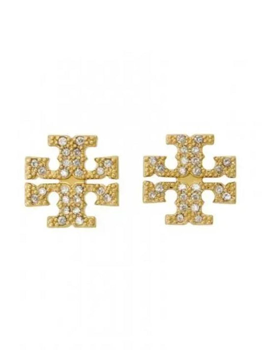 Crystal Logo Stud Earrings Gold - TORY BURCH - BALAAN 2