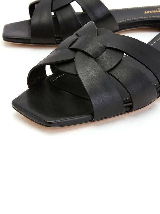 Tribute Flat Mules in Smooth Leather Black - SAINT LAURENT - BALAAN 8