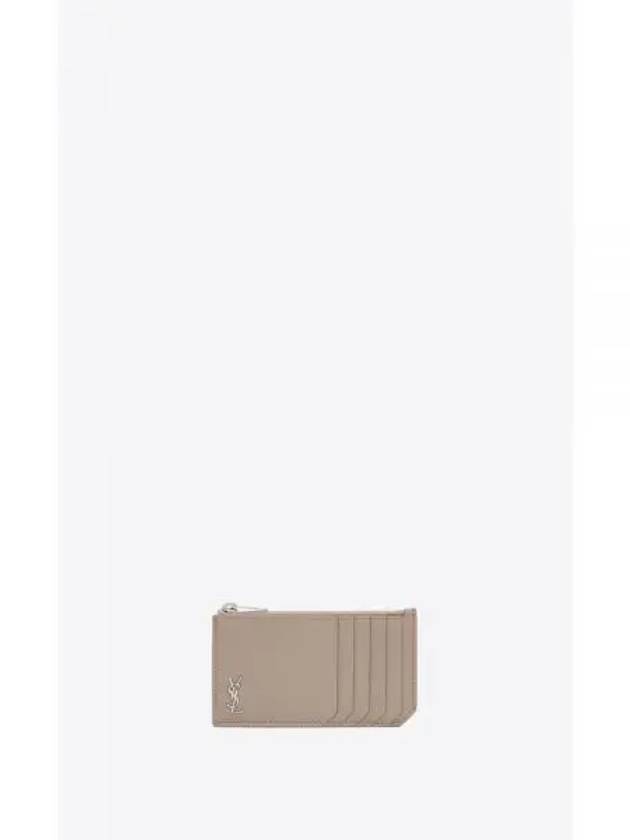 Logo Embellished Leather Card Wallet Brown - SAINT LAURENT - BALAAN 2