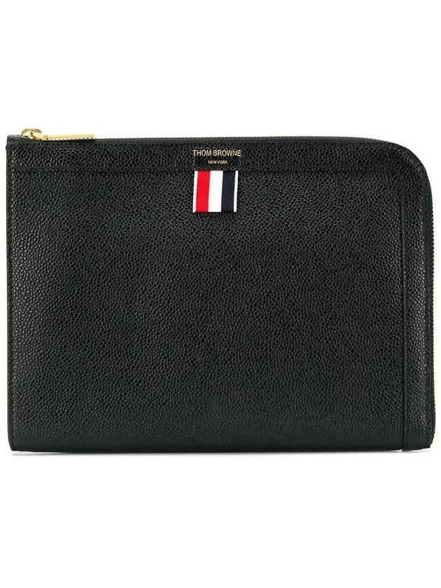 Pebble Minifolio Clutch Bag Black - THOM BROWNE - BALAAN 3