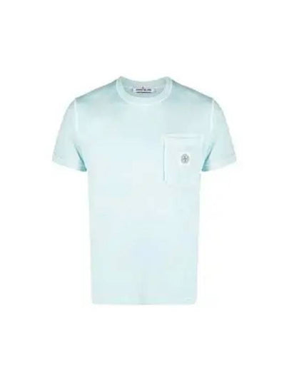 Wappen Logo Patch Pocket Short Sleeve T-Shirt Sky Blue - STONE ISLAND - BALAAN 2