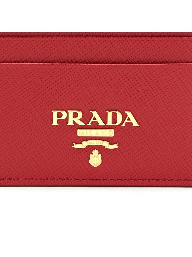 Metal Logo Saffiano Card Wallet Red - PRADA - BALAAN 6