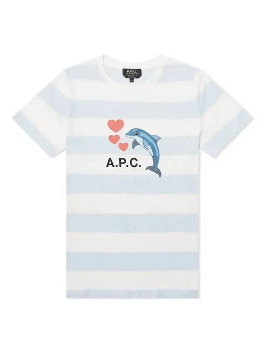 Chloe Dolphin Logo Striped Short Sleeve T-Shirt Blue - A.P.C. - BALAAN 2