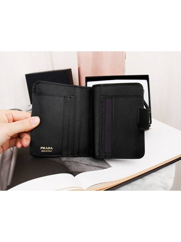 Women's Tessuto Half Wallet Black - PRADA - BALAAN 8