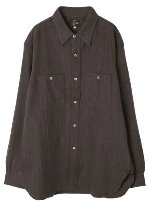 Striped Work Long Sleeve Shirt Brown - NEEDLES - BALAAN 1