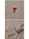 Heart Logo Crew Neck Merino Wool Knit Top Champagne - AMI - BALAAN 4