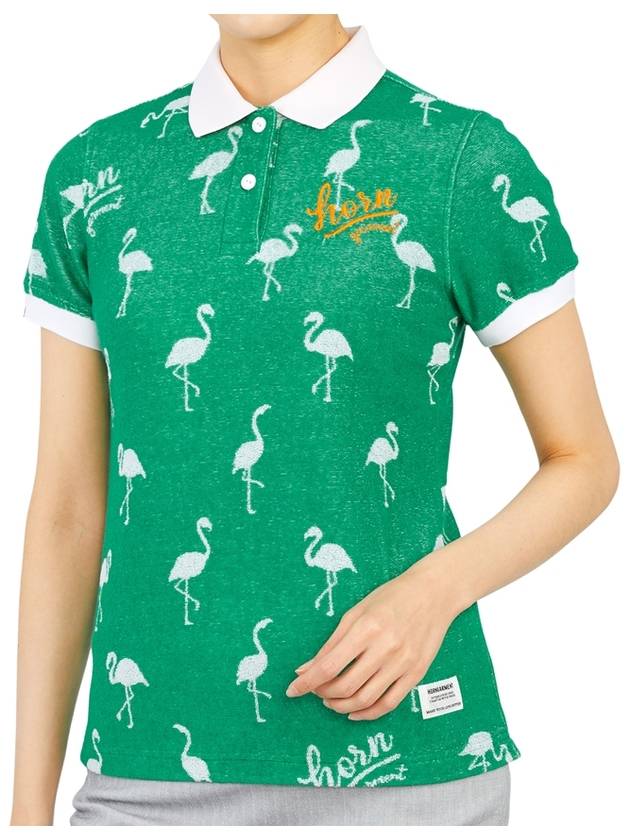 Women's Golf Paradise Short Sleeve PK Shirt Green - HORN GARMENT - BALAAN 6