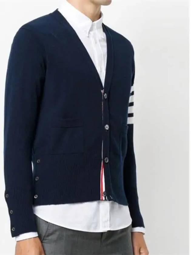 Men's Diagonal Classic Cashmere Cardigan Navy - THOM BROWNE - BALAAN 3