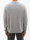 Face logo rib Vneck wool cardigan gray - ACNE STUDIOS - BALAAN 5