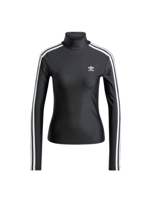 3 Stripes Turtleneck Long Sleeve T-Shirt Black - ADIDAS - BALAAN 1