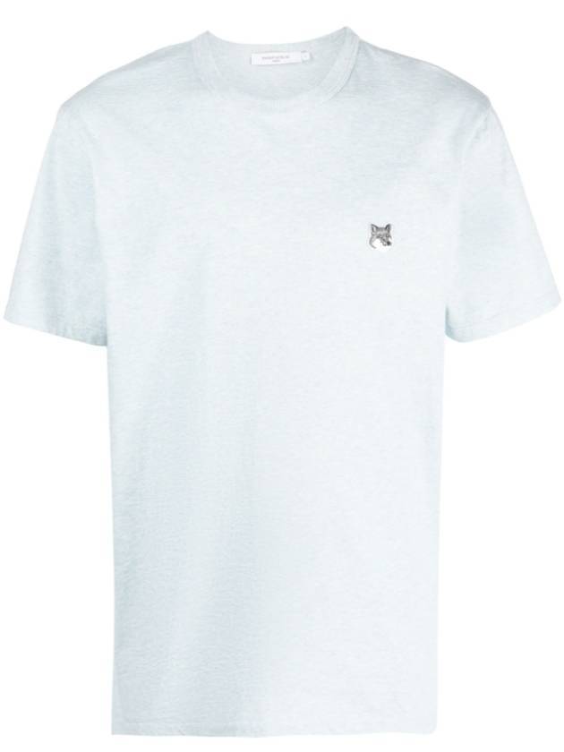 Grey Fox Head Patch Classic Short Sleeve T-Shirt Light Blue - MAISON KITSUNE - BALAAN 1