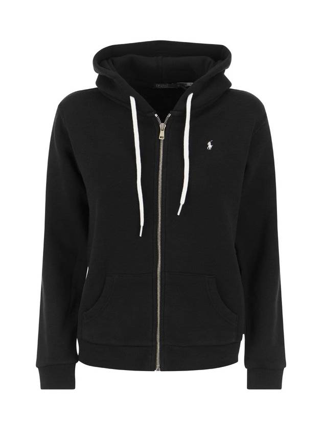 Embroidered Logo Pony Zip-Up Hoodie Black - POLO RALPH LAUREN - BALAAN 1