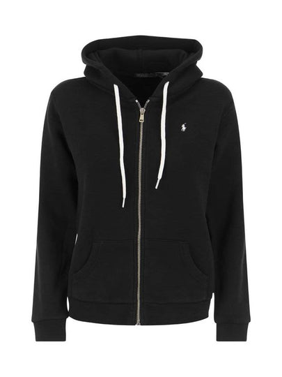 Embroidered Logo Pony Zip-Up Hoodie Black - POLO RALPH LAUREN - BALAAN 2