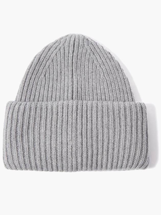 Face Patch Ribbed Wool Beanie Grey Melange - ACNE STUDIOS - BALAAN 4