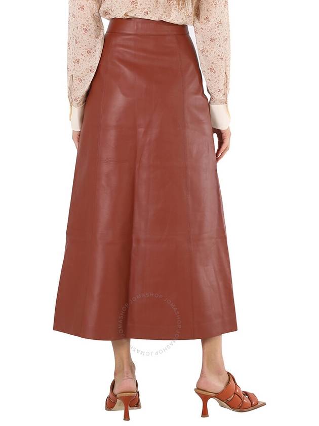 Women's Button Leather A-Line Skirt Brown - CHLOE - BALAAN 4