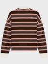 Triomphe Striped Loose Polo Shirt Ecru Brown - CELINE - BALAAN 3