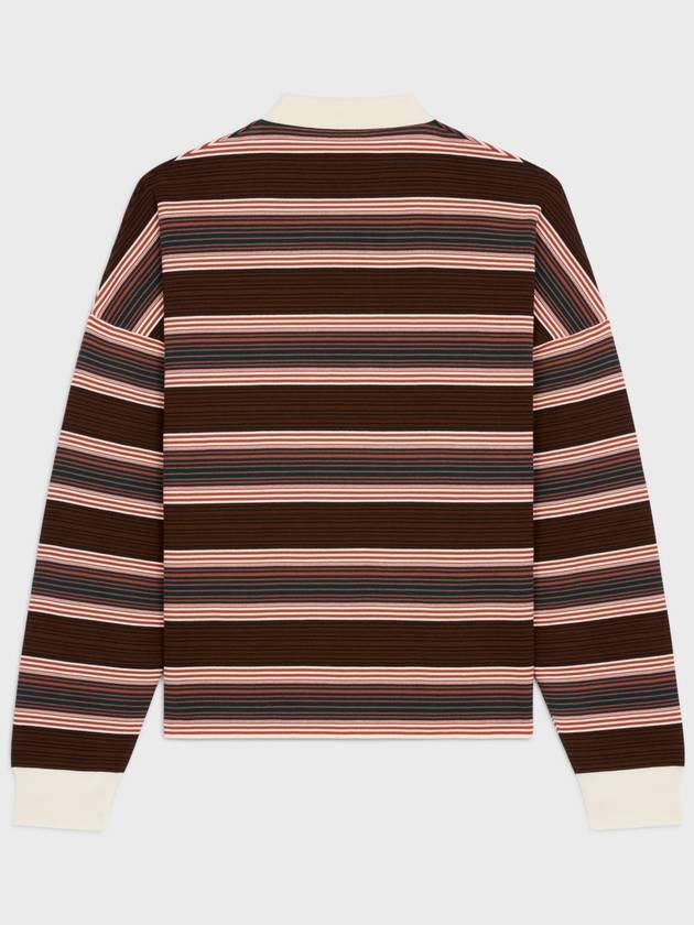 Triomphe Striped Loose Polo Shirt Ecru Brown - CELINE - BALAAN 3