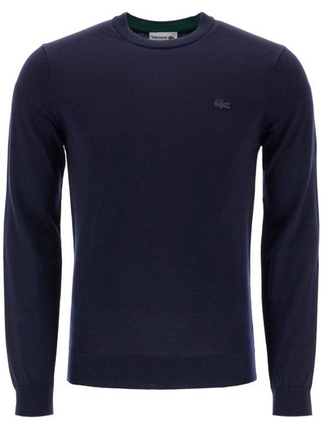 Crew Neck Merino Wool Knit Top Navy - LACOSTE - BALAAN 2