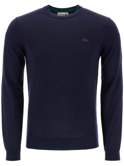 Crew Neck Merino Wool Knit Top Navy - LACOSTE - BALAAN 2