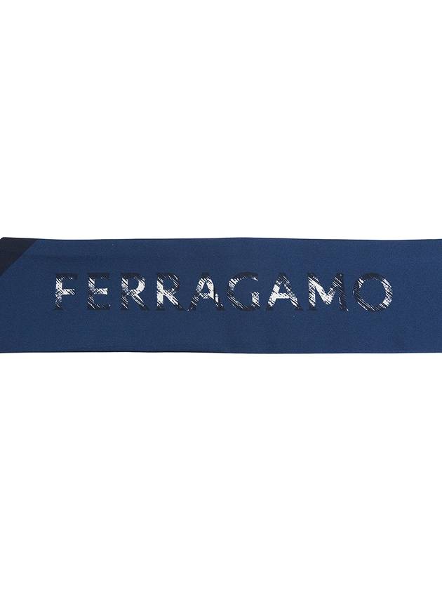 Graffiti Print Silk Bandeau Scarf Midnight Blue Ivory - SALVATORE FERRAGAMO - BALAAN 5