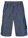 Men's Waffen Chambray Bermuda Denim Shorts Blue - STONE ISLAND - BALAAN 3