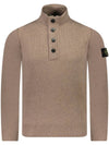 Wappen Patch Half Button Lambswool Knit Top Brown - STONE ISLAND - BALAAN 2