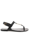 Men's Cassandra Strap Leather Sandals Black - SAINT LAURENT - BALAAN 1