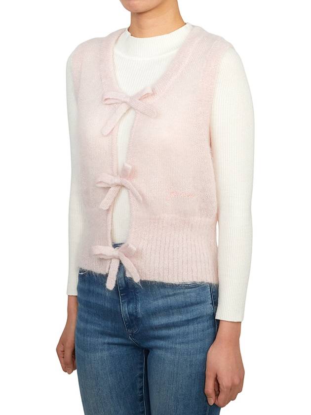 Tie String Light Mohair Vest Pink - GANNI - BALAAN 3