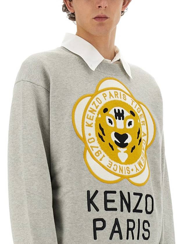 Tiger Academy Logo Knit Top Pale Grey - KENZO - BALAAN 5