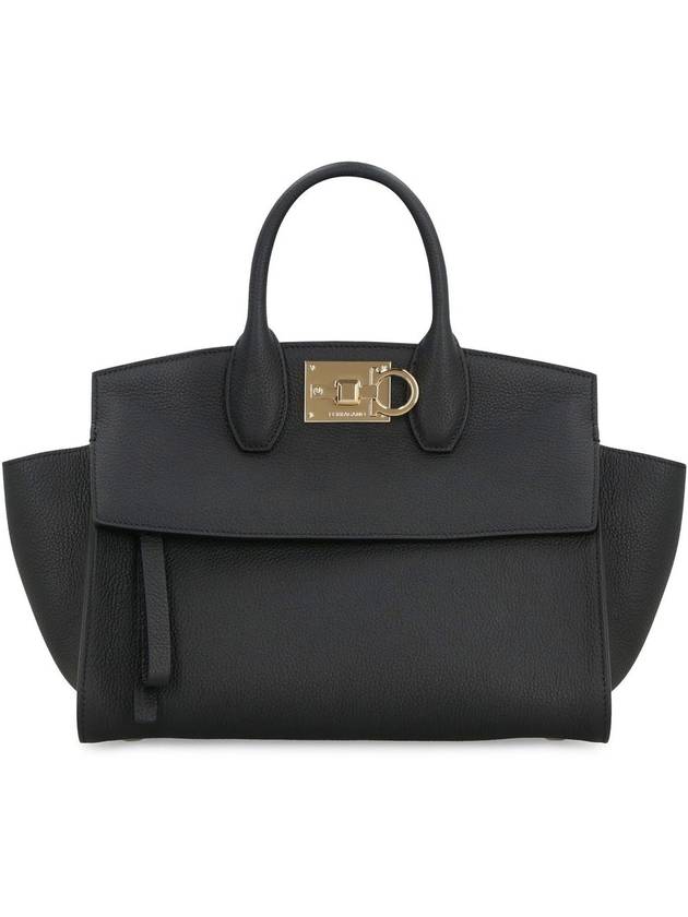 Studio Soft Top Handle Tote Bag Black - SALVATORE FERRAGAMO - BALAAN 3