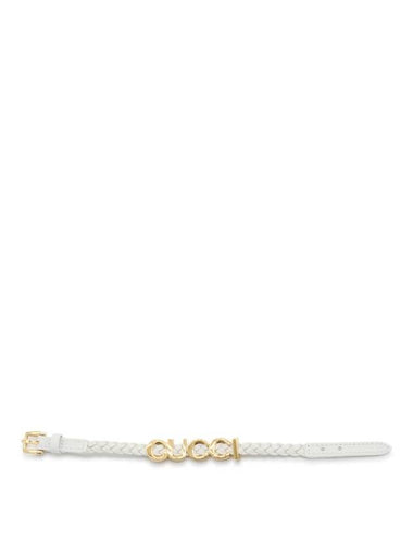 Logo Lettering Leather Bracelet White - GUCCI - BALAAN 1