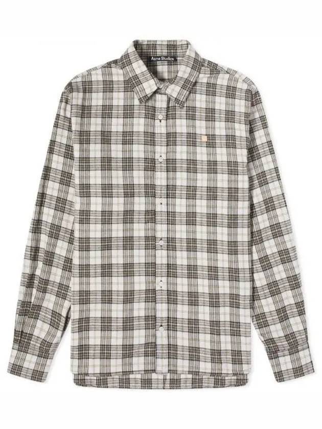 Flannel Check Button-Up Long Sleeve Shirt White Black - ACNE STUDIOS - BALAAN 1