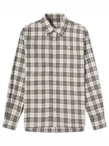 Flannel Check Button-Up Long Sleeve Shirt White Black - ACNE STUDIOS - BALAAN 1