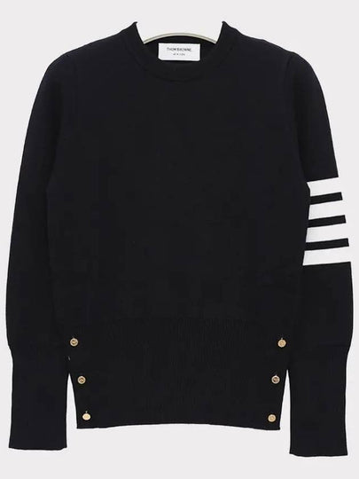 4-Bar Milano Stitch Crew Neck Knit Top Navy - THOM BROWNE - BALAAN 2