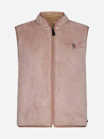 Woman's Grenoble Teddy Nylon Reversible Vest Light Pink - MONCLER - BALAAN 1