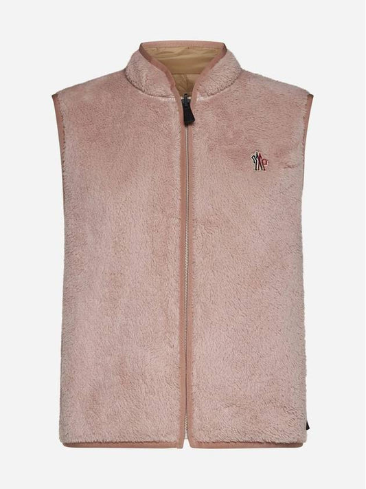 Woman's Grenoble Teddy Nylon Reversible Vest Light Pink - MONCLER - BALAAN 1