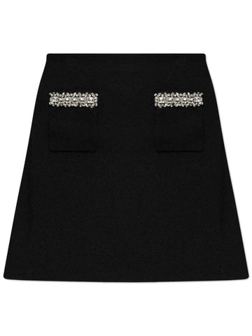 Self Portrait Skirt With Shimmering Crystals, Women's, Black - SELF PORTRAIT - BALAAN 1