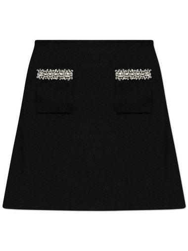 Self Portrait Skirt With Shimmering Crystals, Women's, Black - SELF PORTRAIT - BALAAN 1